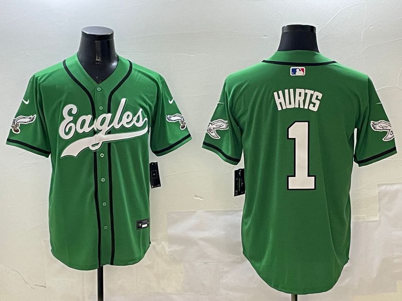 Men Philadelphia Eagles #1 Hurts Green three generations Jointly Name 2025 Nike Limited NFL Jersey style 14
